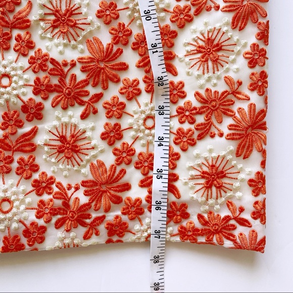 MUSE sz 2 Embroidered Floral Orange Sheath Dress Scalloped Back - Picture 16 of 17